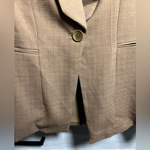 Elie Tahari Textured Brown Single Button Long Line‎ Blazer Career Classic - Picture 4 of 8